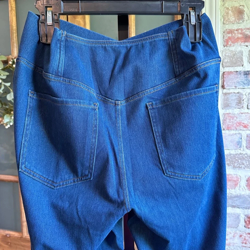 Halara Jeans Women Blue Crossover Waist Flare Stretch Pull On Comfort XL NWT